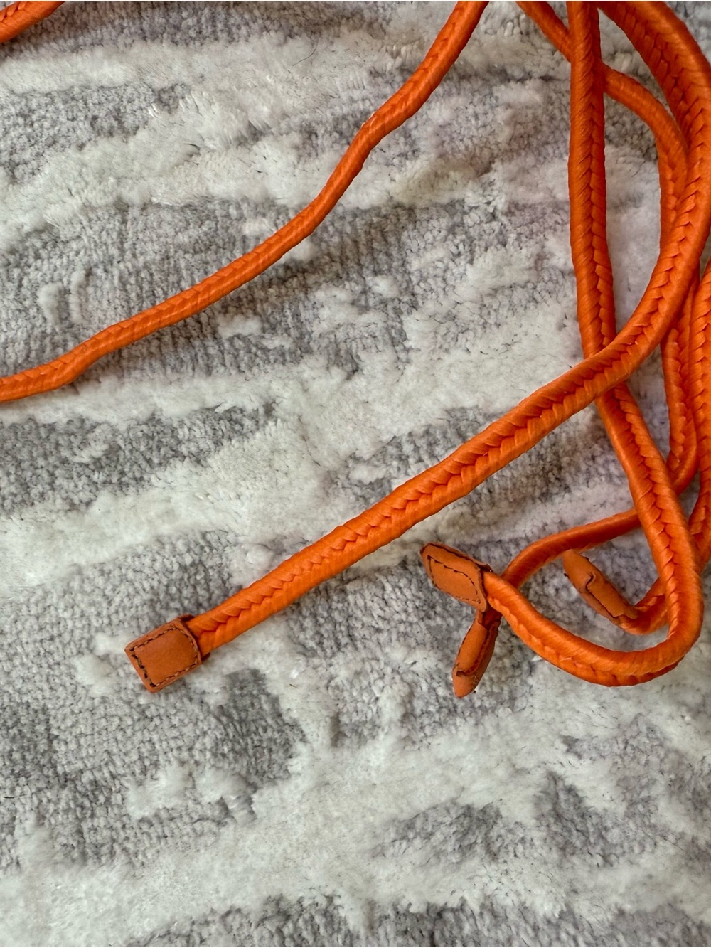 SCHUTZ Orange Lace-Up Flat Sandals with Braided Metallic Detail - Picture 4 of 4